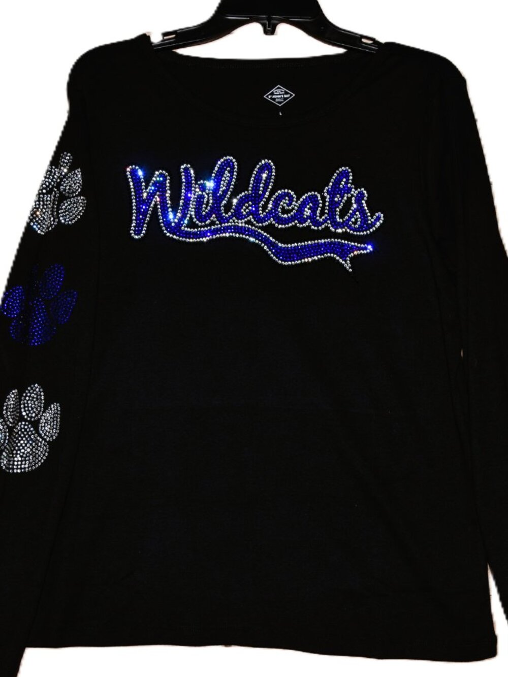 Wildcats rhinestone long sleeve shirt paws on sleeve XS S M L XL XXL 1X2X3X4X5X